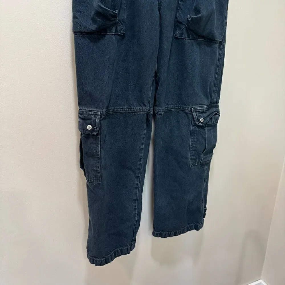 Free People We The Free Marx Slouchy Streetwear Cargo Denim Jeans in Blue sz 28